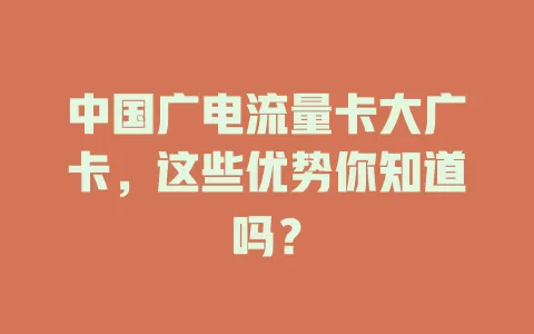 中国广电流量卡大广卡，这些优势你知道吗？