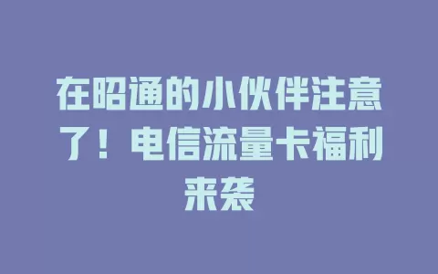 在昭通的小伙伴注意了！电信流量卡福利来袭