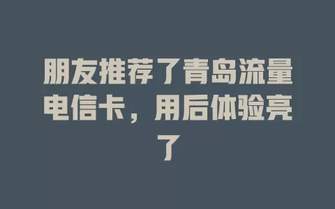 朋友推荐了青岛流量电信卡，用后体验亮了