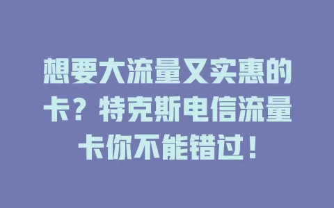 想要大流量又实惠的卡？特克斯电信流量卡你不能错过！