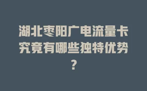 湖北枣阳广电流量卡究竟有哪些独特优势？
