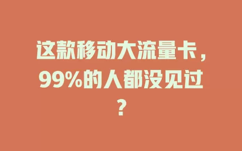 这款移动大流量卡，99%的人都没见过？