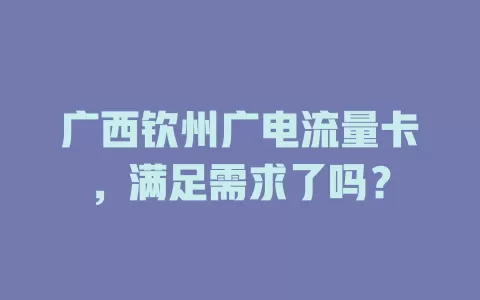 广西钦州广电流量卡，满足需求了吗？