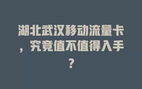 湖北武汉移动流量卡，究竟值不值得入手？