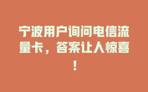 宁波用户询问电信流量卡，答案让人惊喜！