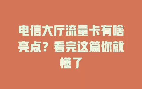 电信大厅流量卡有啥亮点？看完这篇你就懂了