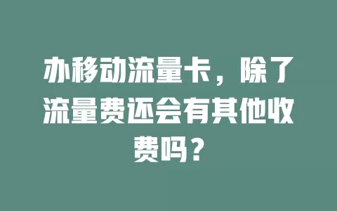 办移动流量卡，除了流量费还会有其他收费吗？
