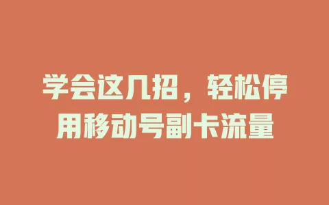 学会这几招，轻松停用移动号副卡流量