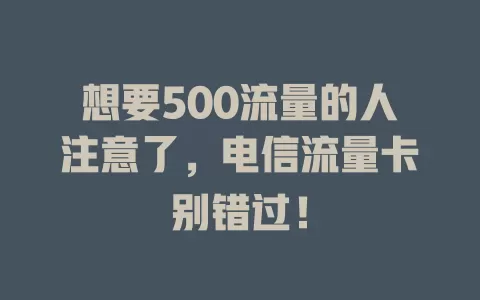 想要500流量的人注意了，电信流量卡别错过！