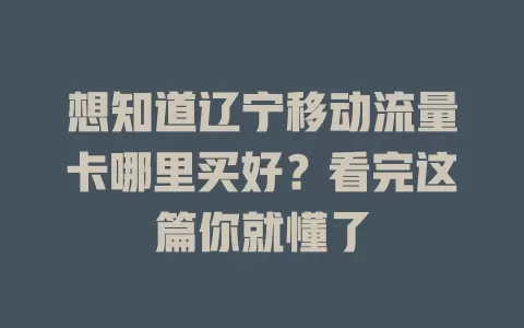想知道辽宁移动流量卡哪里买好？看完这篇你就懂了