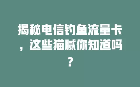 揭秘电信钓鱼流量卡，这些猫腻你知道吗？