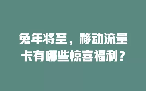 兔年将至，移动流量卡有哪些惊喜福利？