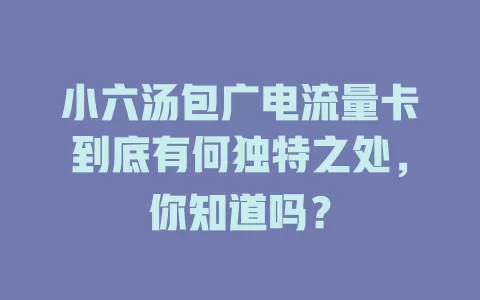 小六汤包广电流量卡到底有何独特之处，你知道吗？