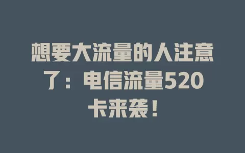 想要大流量的人注意了：电信流量520卡来袭！