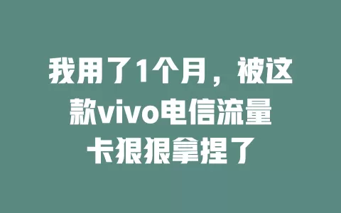 我用了1个月，被这款vivo电信流量卡狠狠拿捏了