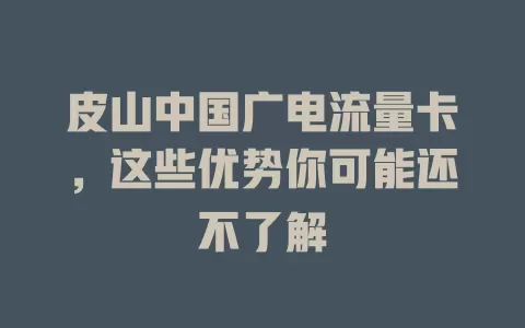 皮山中国广电流量卡，这些优势你可能还不了解