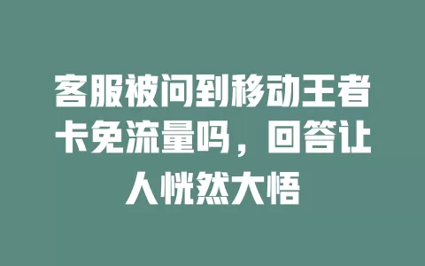 客服被问到移动王者卡免流量吗，回答让人恍然大悟