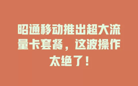 昭通移动推出超大流量卡套餐，这波操作太绝了！