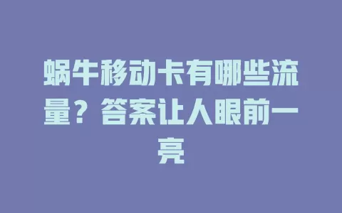 蜗牛移动卡有哪些流量？答案让人眼前一亮