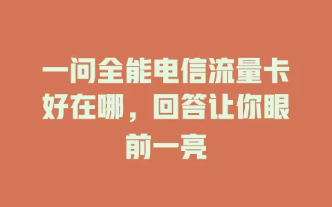 一问全能电信流量卡好在哪，回答让你眼前一亮
