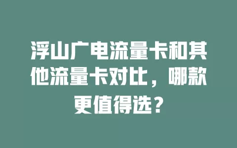 浮山广电流量卡和其他流量卡对比，哪款更值得选？