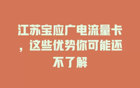 江苏宝应广电流量卡，这些优势你可能还不了解