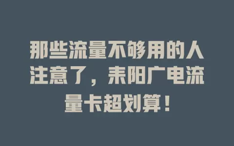那些流量不够用的人注意了，耒阳广电流量卡超划算！