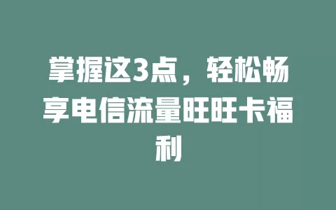 掌握这3点，轻松畅享电信流量旺旺卡福利