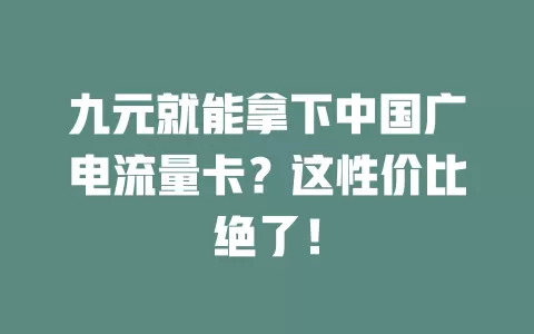 九元就能拿下中国广电流量卡？这性价比绝了！