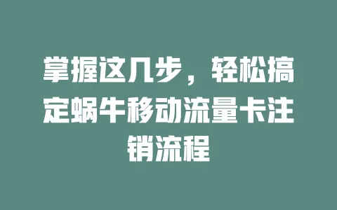 掌握这几步，轻松搞定蜗牛移动流量卡注销流程