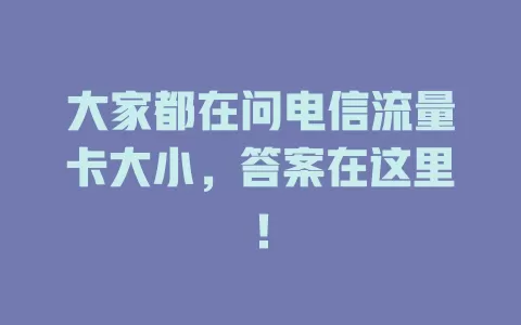 大家都在问电信流量卡大小，答案在这里！