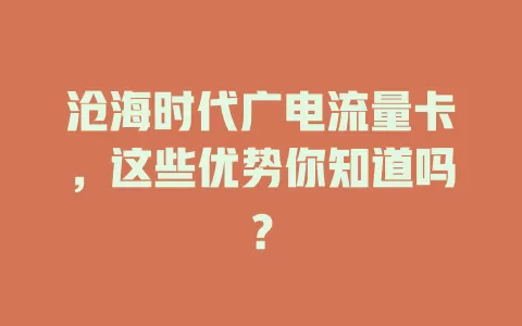 沧海时代广电流量卡，这些优势你知道吗？