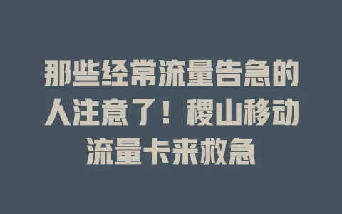 那些经常流量告急的人注意了！稷山移动流量卡来救急