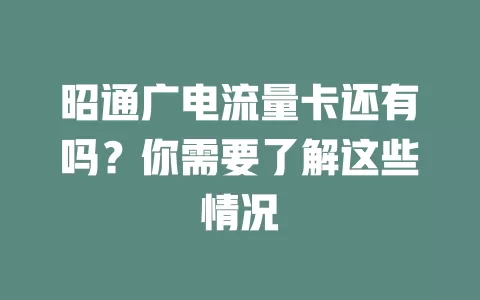 昭通广电流量卡还有吗？你需要了解这些情况
