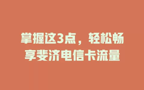 掌握这3点，轻松畅享斐济电信卡流量