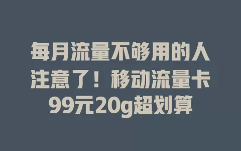每月流量不够用的人注意了！移动流量卡99元20g超划算