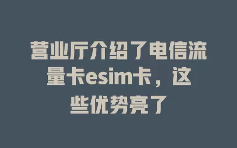 营业厅介绍了电信流量卡esim卡，这些优势亮了