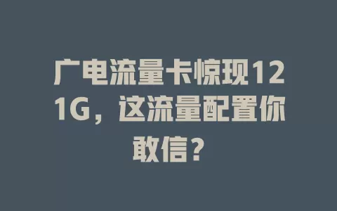 广电流量卡惊现121G，这流量配置你敢信？