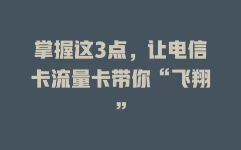 掌握这3点，让电信卡流量卡带你“飞翔”
