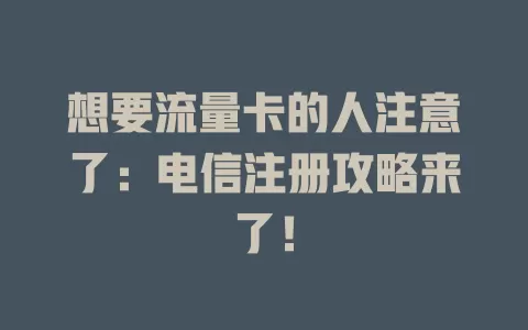 想要流量卡的人注意了：电信注册攻略来了！