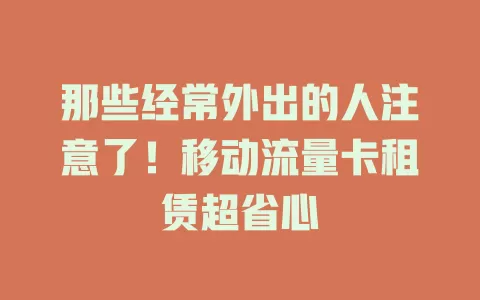 那些经常外出的人注意了！移动流量卡租赁超省心