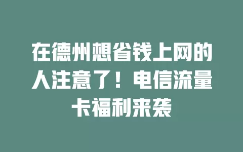 在德州想省钱上网的人注意了！电信流量卡福利来袭