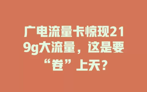 广电流量卡惊现219g大流量，这是要“卷”上天？