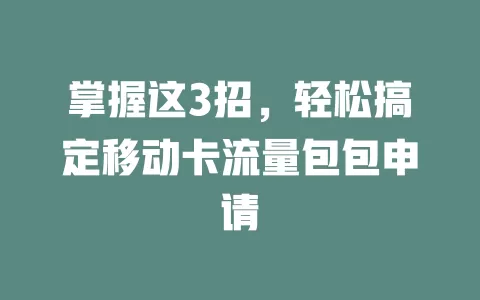 掌握这3招，轻松搞定移动卡流量包包申请