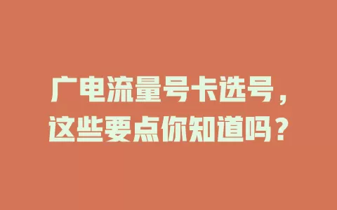 广电流量号卡选号，这些要点你知道吗？