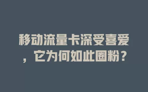 移动流量卡深受喜爱，它为何如此圈粉？