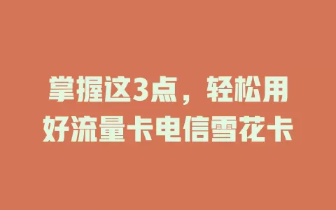 掌握这3点，轻松用好流量卡电信雪花卡