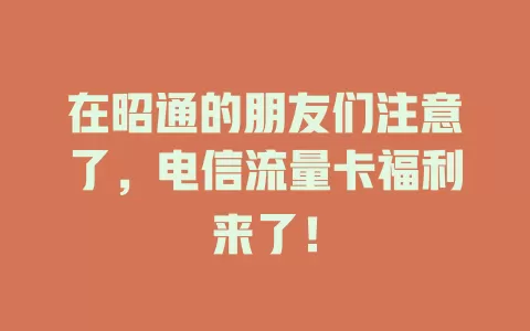 在昭通的朋友们注意了，电信流量卡福利来了！