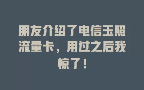 朋友介绍了电信玉照流量卡，用过之后我惊了！