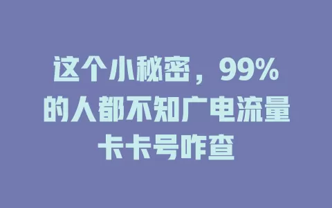 这个小秘密，99%的人都不知广电流量卡卡号咋查
